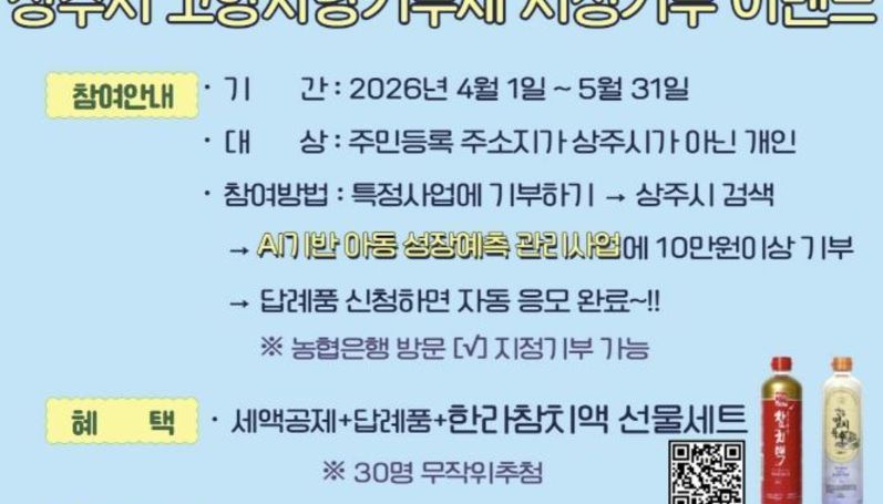 상주시, AI 활용 아동 성장예측 관리사업 지정기부 이벤트 진행