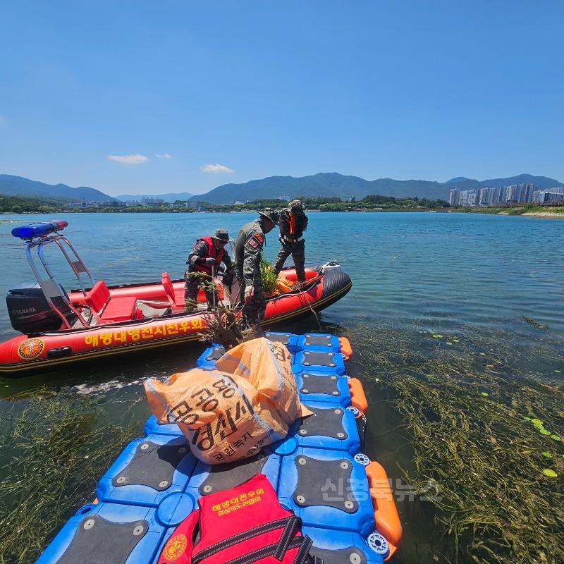 경산시 - 해병대전우회 경상북도 연합회, 해병대 경산시전우회 남매지 정화활동 및 인명구조훈련 실시2.JPG