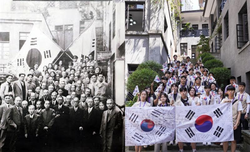 4.경북교육청, 사제동행 국외 독립운동길 순례 성공리 완료(광복 80주년! 7일간의 항일 역사 순례, 충칭에서 대장정 마무리)(연화지 단체사진_태극기 분할)_01.jpg