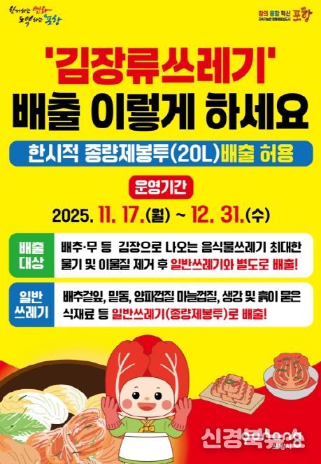 ‘김장부산물쓰레기 특별 수거기간’ 안내 포스터.