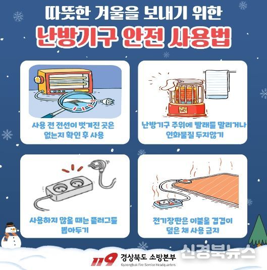 소방설비 동파 방지 조치, 난방기구 등 사용 시 안전수칙