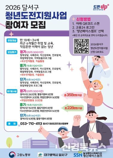 달서구,‘청년도전지원사업’6년 연속 추진…구직단념청년 재도약 지원 홍보물