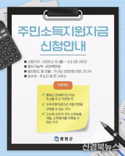 봉화군, ‘2026년 주민소득지원사업’시행